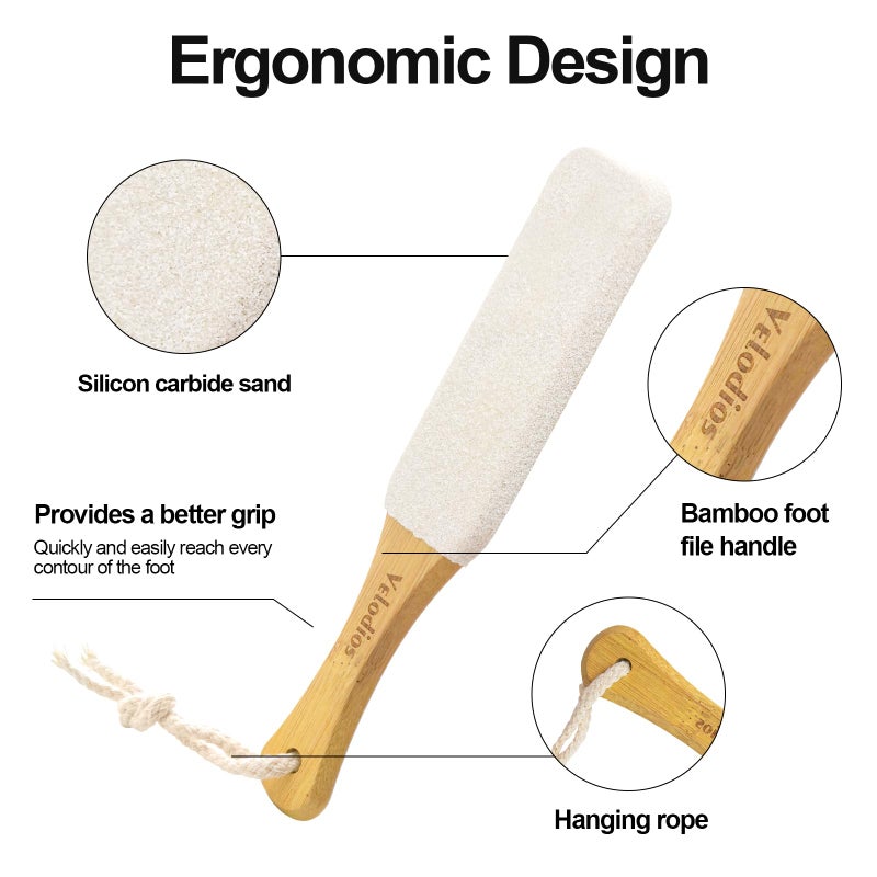 Velodios Foot File Foot Scrubber Pedicure, Pumice Stone for Feet, 2 Pack Professional Foot Scrubber Remove Cracked Heels,Dead Skin,Corn,Scraper File Foot Care Foot Rasp Massage Brush Tools Kit for Men/Women - Image 2